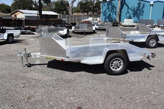 6.5x11.5 Aluminum Motorcycle Trailer with LED Lighting For Sale