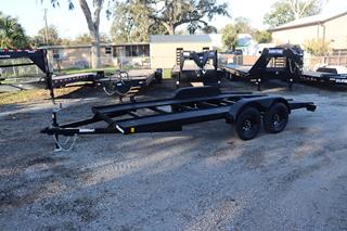 7x16 Open Car Hauler Trailer with Pullout Ramps For Sale