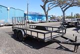 6x14 Used Steel Wood Deck Utility Trailer image 1 image 2 image 3